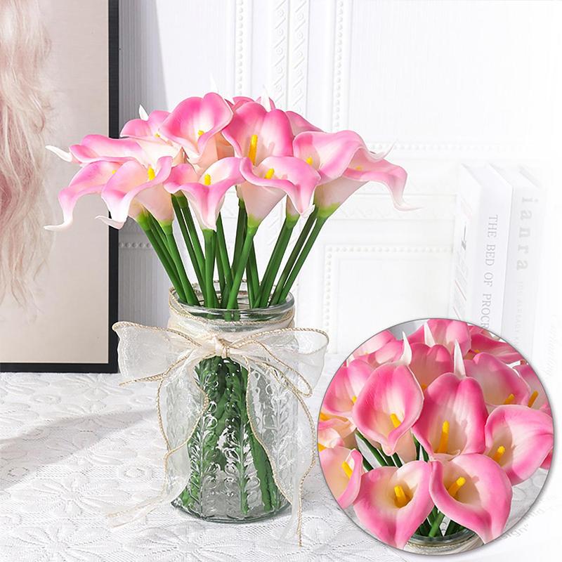 Artificial Calla Lily (10pcs), Faux Flower Stem without Vase, Decorative Artificial Flowers for Home Kitchen & Wedding