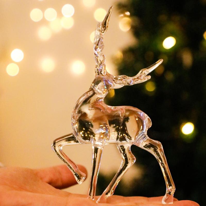 Clear Acrylic Deer Ornament, 1 Count Modern Desktop Decoration, Festive Decorations for Home Living Room Bedroom Dining Room