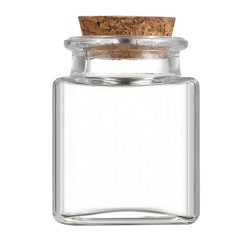 Glass Storage Jar with Lid, 1 Count Mini Square Empty Glass Bottle, Multifunctional Transparent Bottle for Candy, Biscuit