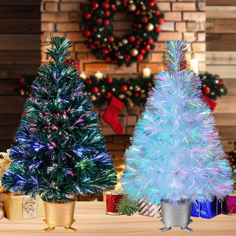 24 Inch LED Light Up Christmas Tree, 1 Count USB Powered Color Changing Desktop Decoration Tree, Festive Decorations for Home Living Room Bedroom