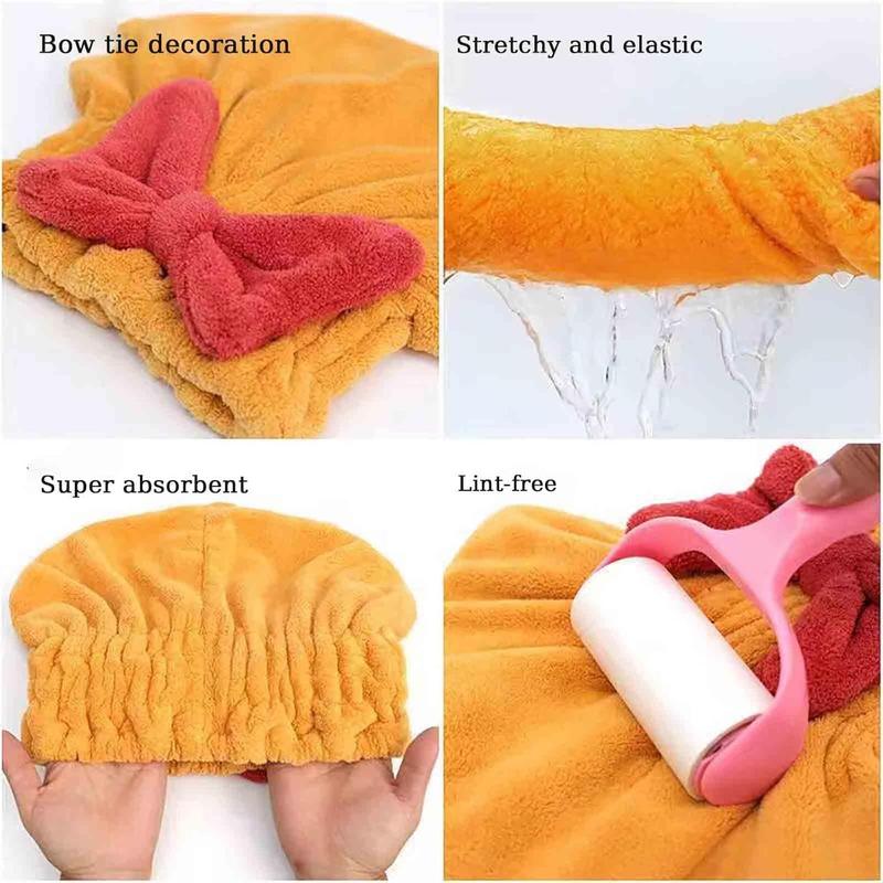 GDSAFS Super Absorbent Hair Towel Wrap for Wet Hair, Microfiber Hair Towel Wrap, Quick-Drying Thickened Soft Bow Tie Hair Towel Wrap Dry Turban, Wet Hair Towel Wrap for Women