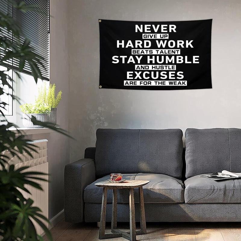 Never Give Up Flag Discipline Flag 3x5 Ft Motivational Flags for Room Guys Home Gym Funny Inspirational Flags for College Dorm Office Bedroom Meme Flag Man Cave Wall Art Decor Banner Gifts