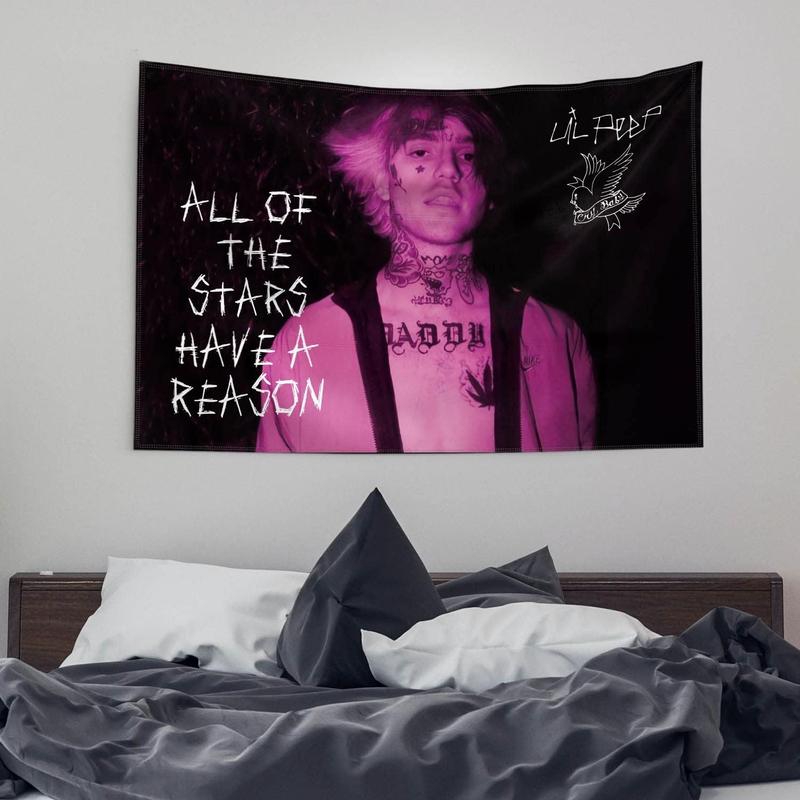 Tapestry Lil Peep Bedroom Aesthetics Lil Peep Pink Tapestry Wall Hanging for Bedroom Pop Art Home Decor for Living Room Dorm Decor Curtain Balcony Partition 40x 60 Inch Type 1