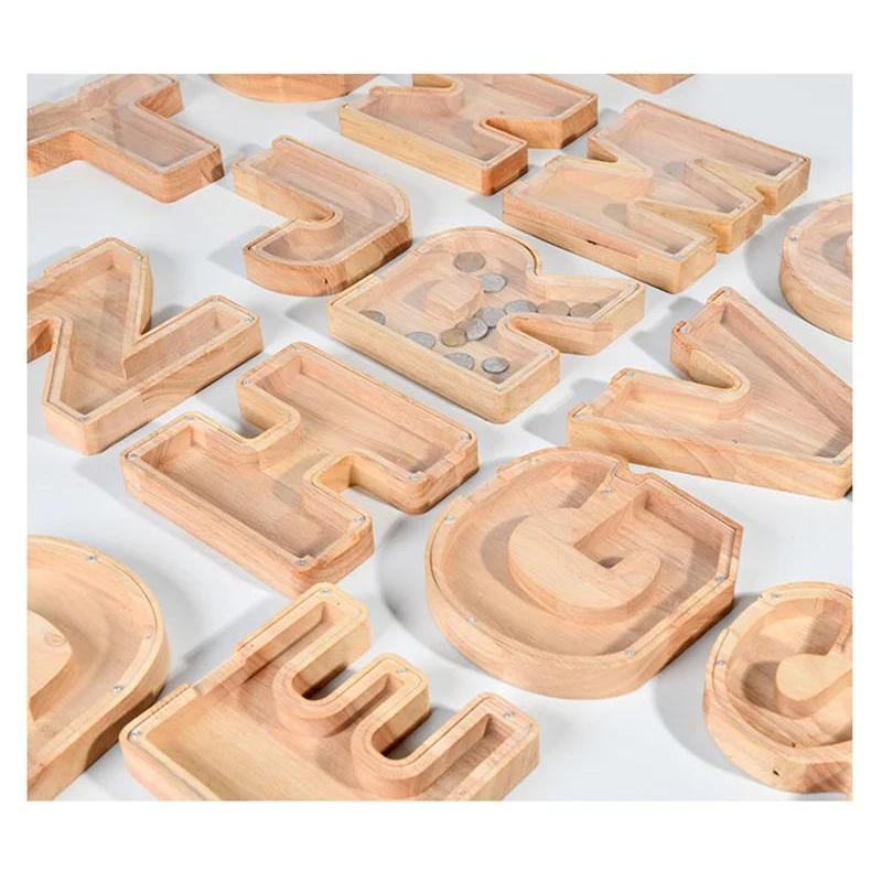 Letters Savings Tank Holiday Gift Creative Combination English LOVE Heart Crafts Piggy Bank Decor Wood Wooden Ornaments