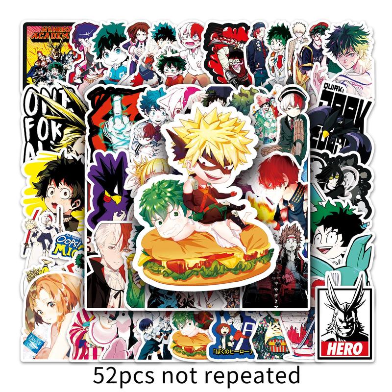 My Hero Academia Sticker, 56pcs set Waterproof Self Adhesive Decor Paper, Decor Sticker for Gift Greeting Card Water Bottle Laptop Phone