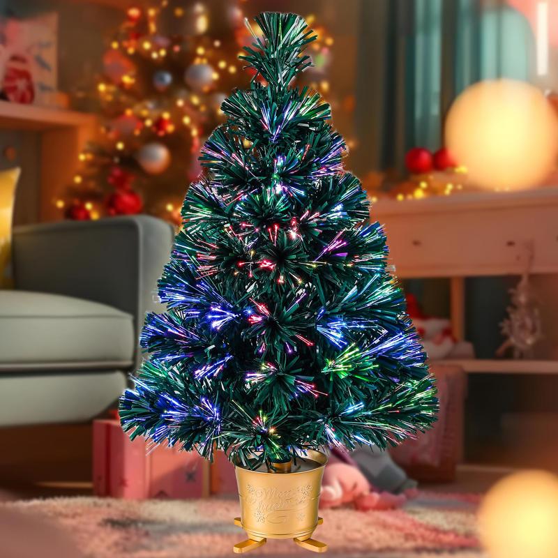 24 Inch LED Light Up Christmas Tree, 1 Count USB Powered Color Changing Desktop Decoration Tree, Festive Decorations for Home Living Room Bedroom