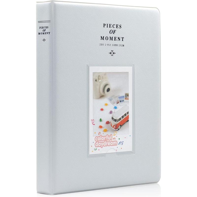 128 Pockets Mini Photo Album - Fits for Fujifilm Instax Mini 11 Mini 9 Mini 8 Mini 90 Mini 25, Polaroid Snap PIC-300, Kodak Mini 3-Inch Film(Smokey White)