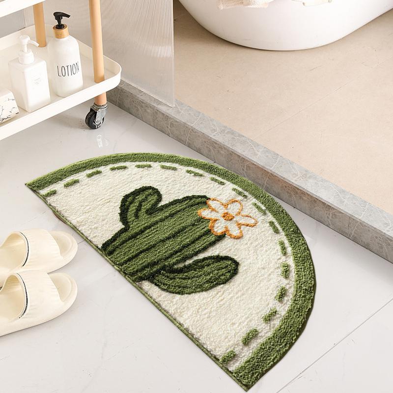 Thickened Semi-Circular Shower Mat - Water Absorbent Non-Slip Bathroom Rug For Doorway Toilet Washroom And Bathroom Entrance - Ensuring Comfort