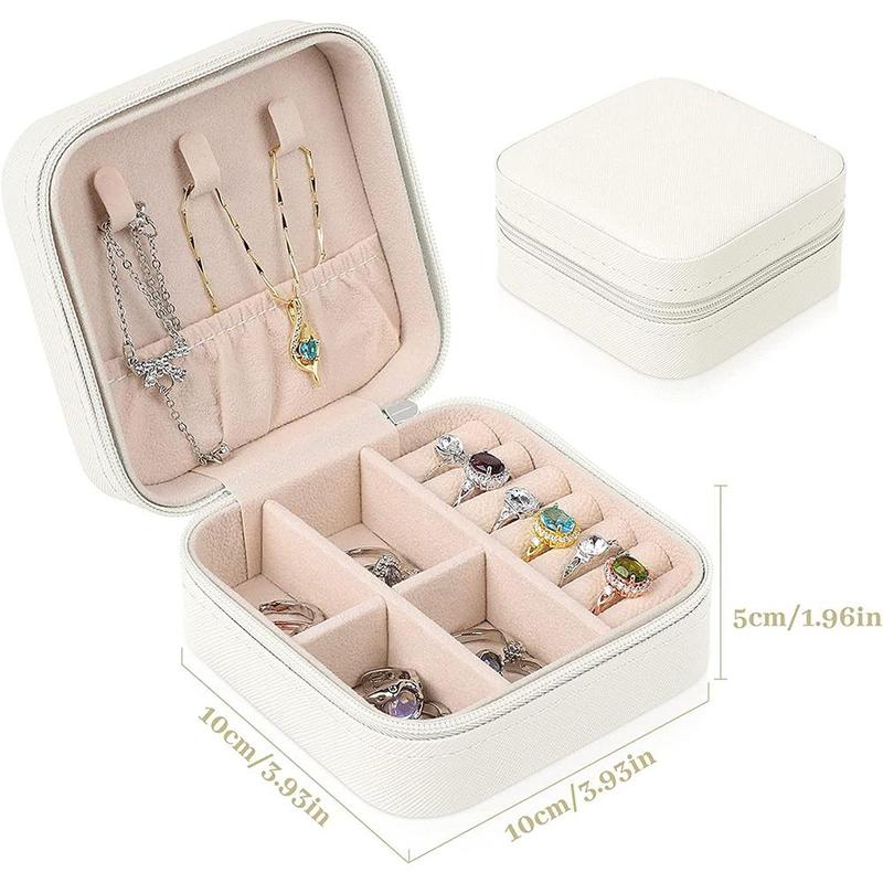 Letter Pattern Jewelry Storage Box, 1 Count Earring Ring Necklace Cosmetics Storage Case with Zipper, Dustproof Jewelry Organizer for Home & Travel