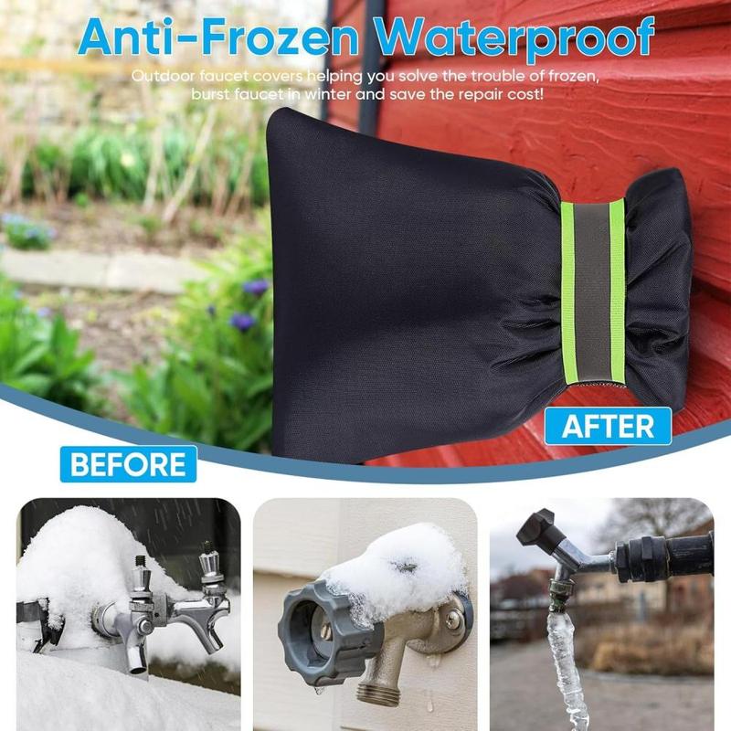 Outdoor Faucet Cover, Waterproof & Frost Free Outside Spigot Cover, Winter Insulated Cover with Reflective Strips for Home Garden Farm