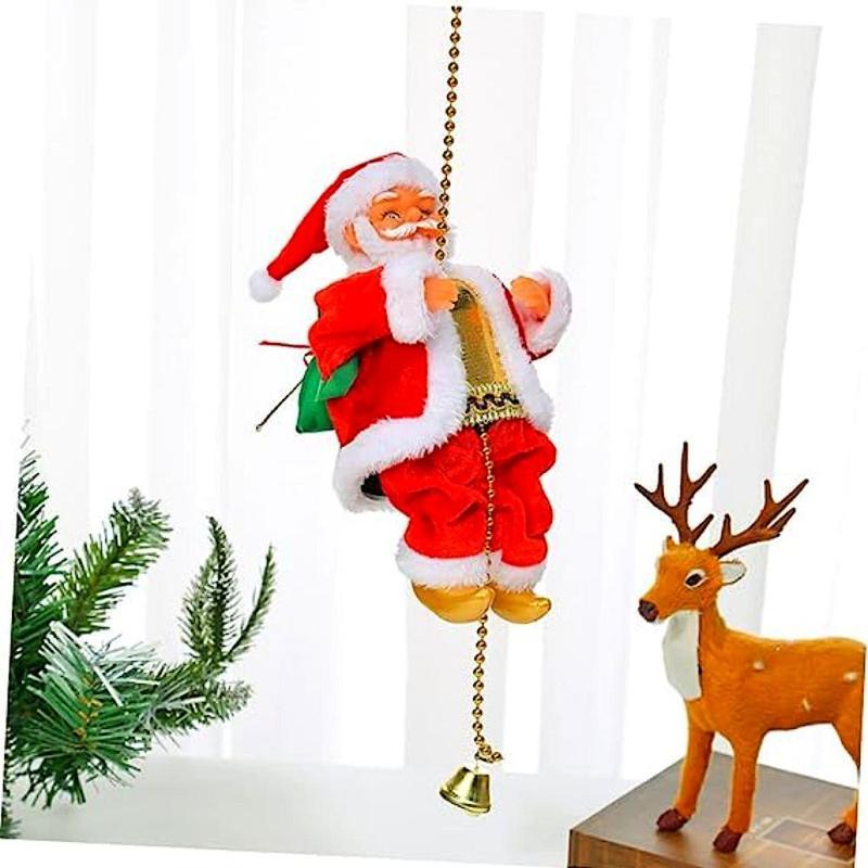 Christmas climbing Santa Claus ornaments, novelty ornaments with music, suitable for family gatherings and festivals, no batteries