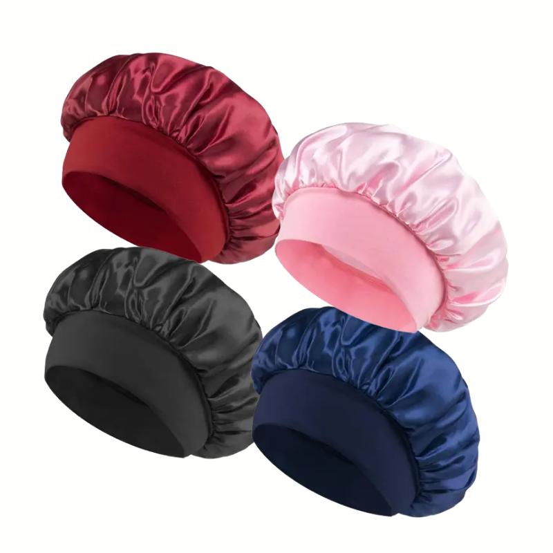 Luxury Satin Shower Cap with Adjustable Elastic Band - Waterproof, Soft Sleeping Hair Cap for Night Care, Conditions Hair and Makes Hair Shiny