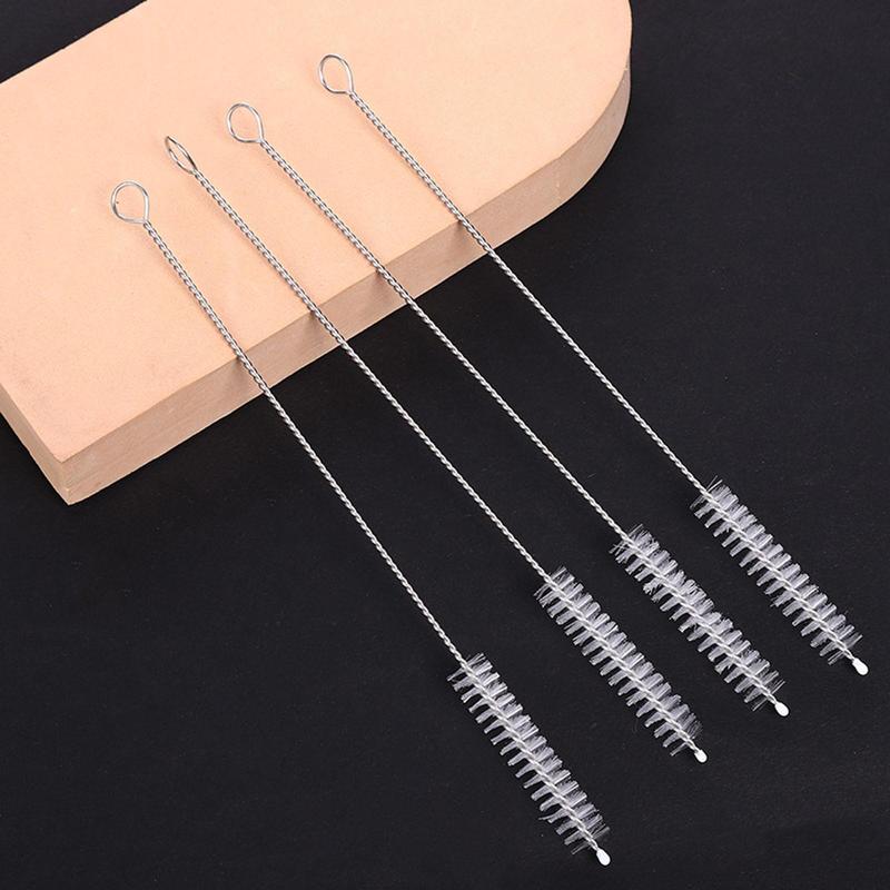 10pcs Long Handle Straw Brush, Stainless Steel Flexible Reusable Straw Cleaning Brush