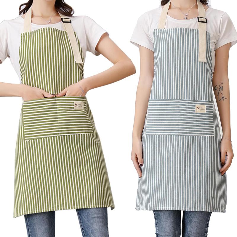 Apron, 2 Pack Cooking Apron for Women with Pocket Adjustable Chef Aprons for Kitchen, Cooking, Baking (Blue Green)