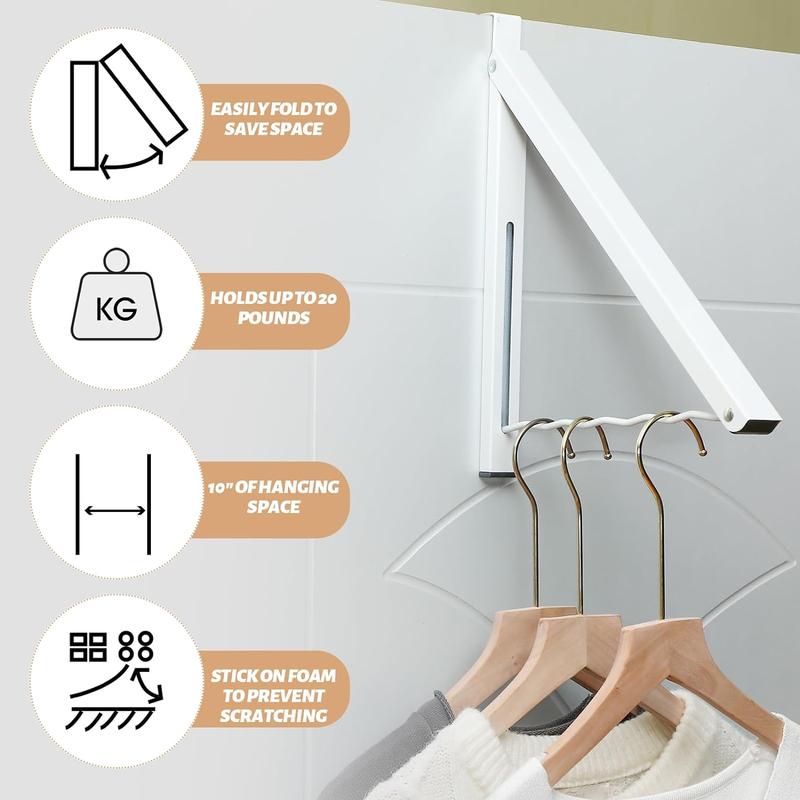 Over the Door Hanger, Retractable Collapsible Folding Hanging Rack, Wall Mounted Clothes & Towel Organizer, Home Organizer for Bathroom, Dorm Room Essentials