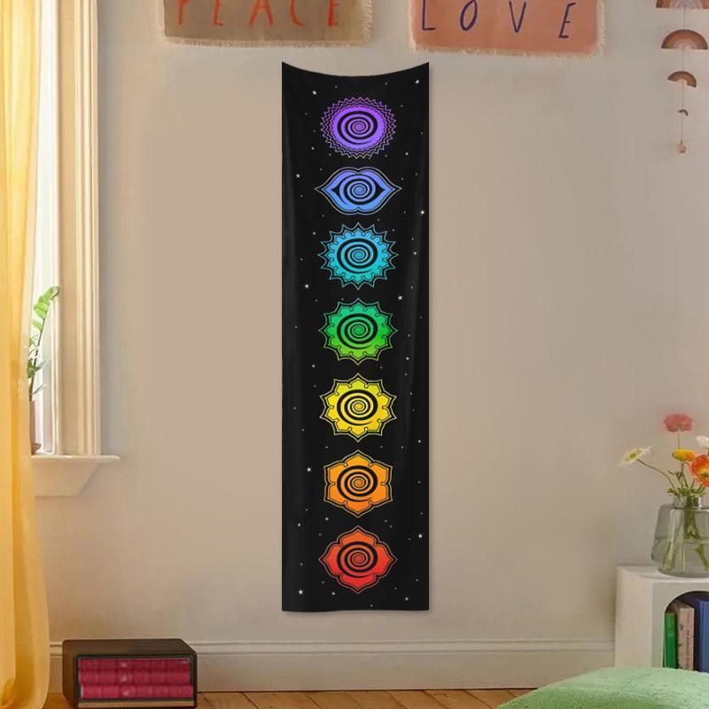 Room Decor Boho Style Colorful Moon Phase Tapestry for Mean Girls Decorations, 1 Count Cosmic Energy Meditation Tapestry, Square Wall Decoration Tapestry For Bedroom & Living Room, Dorm Essentials