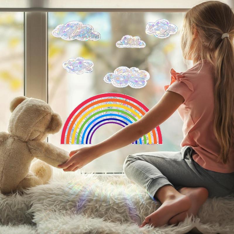 Pride Month Rainbow & Cloud Pattern Wall Sticker, Removable Self Adhesive Wall Decal, Decorative Sticker for Home Living Room Bedroom