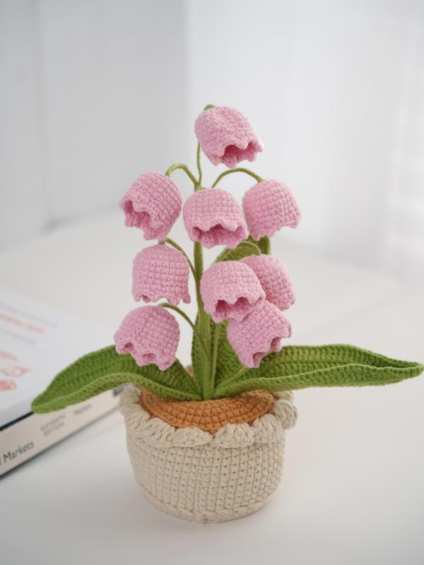 Crochet lily of the valley potted plant, Artificial potted flower, Decorative flower for living room bedroom, Home decor, Birthday gift home decor