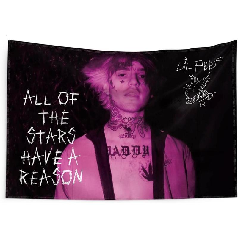 Tapestry Lil Peep Bedroom Aesthetics Lil Peep Pink Tapestry Wall Hanging for Bedroom Pop Art Home Decor for Living Room Dorm Decor Curtain Balcony Partition 40x 60 Inch Type 1