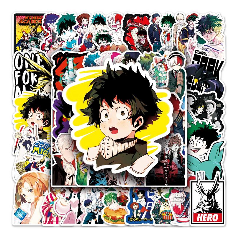 My Hero Academia Sticker, 56pcs set Waterproof Self Adhesive Decor Paper, Decor Sticker for Gift Greeting Card Water Bottle Laptop Phone