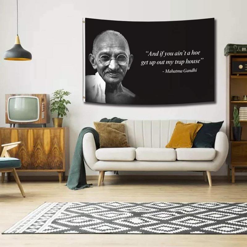 Gandhi Flag 3x5 FT Banner Dorm Banner with Two Brass Grommets for College Party Indoor Decorations