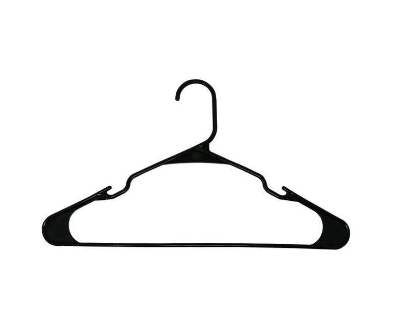 Plastic Notched Adult Hangers for Any Clothing Type, Rich Black 50 Count Organiser Hanging