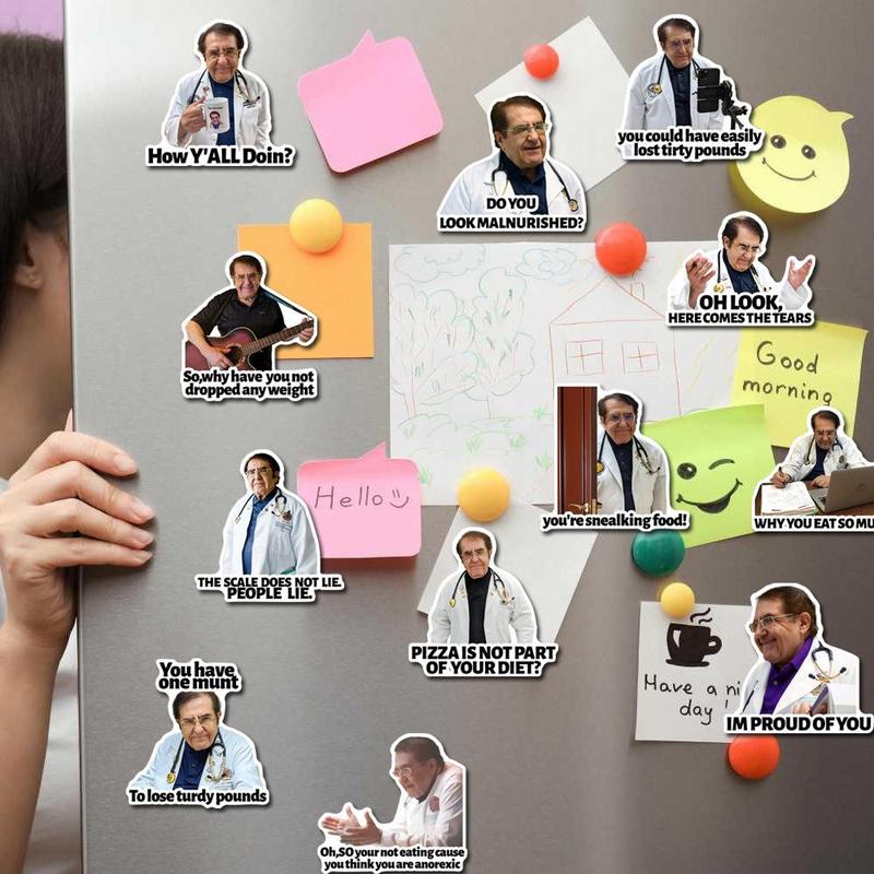 Dr. Now Funny Doctor Slogans Pattern Refrigerator Magnet, 12pcs set Creative Fridge Magnets, Kitchen Decorations