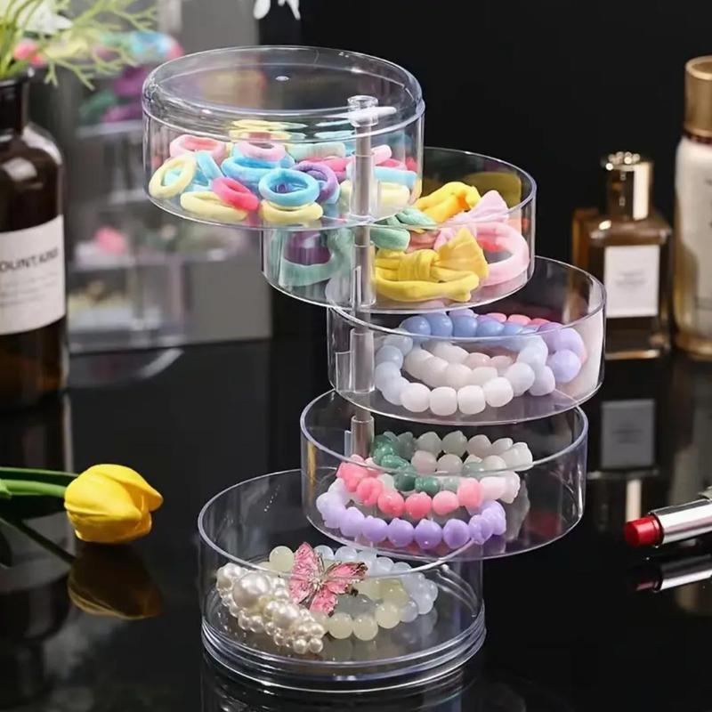 5-layer Jewelry Storage Box without Jewelry, 1 Count Clear Rotatable Jewelry Organizer, Jewelry Storage Box for Earrings Necklace Bracelet