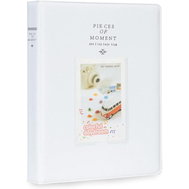 128 Pockets Mini Photo Album - Fits for Fujifilm Instax Mini 11 Mini 9 Mini 8 Mini 90 Mini 25, Polaroid Snap PIC-300, Kodak Mini 3-Inch Film(Smokey White)