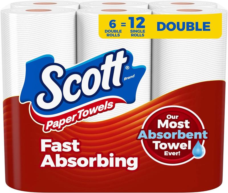 Scott Paper Towels, Choose-A-Sheet, 6 Double Rolls = 12 Regular Rolls (100 Sheets Per Roll) Toilet Cleaning Wipes