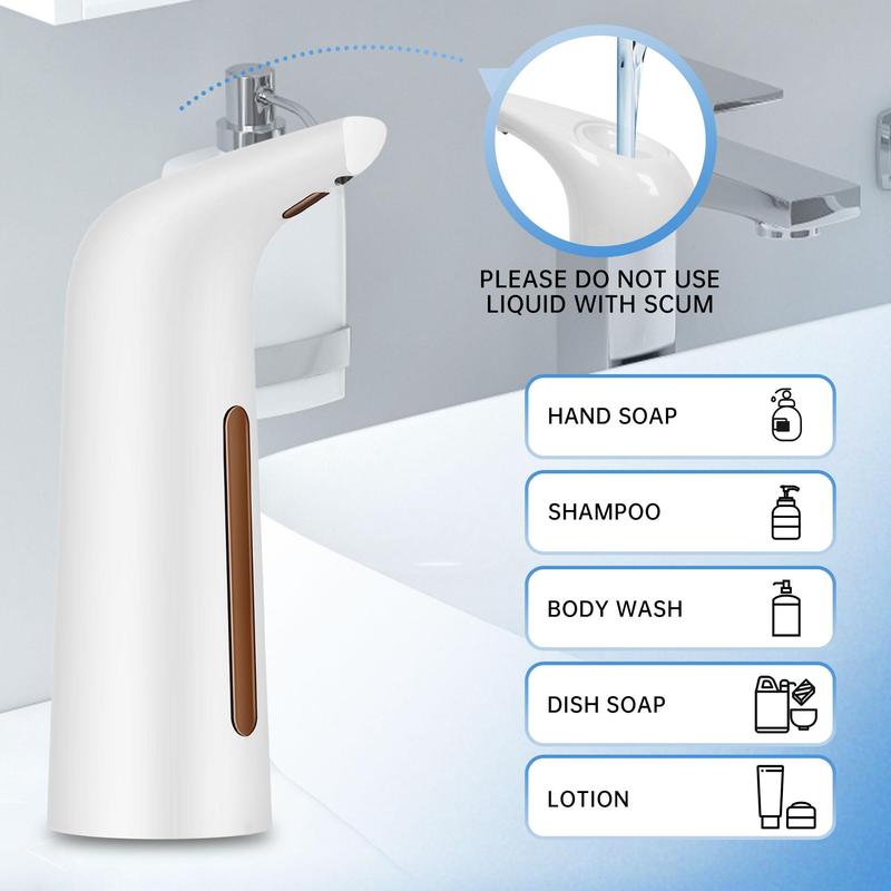 400ML Automatic Infrared Induction Soap Dispenser, Battery Powered Intelligent Sensor Touchless Auto Hand Washing Dispenser, Hand Wash Accessories for Kitchen & Bathroom