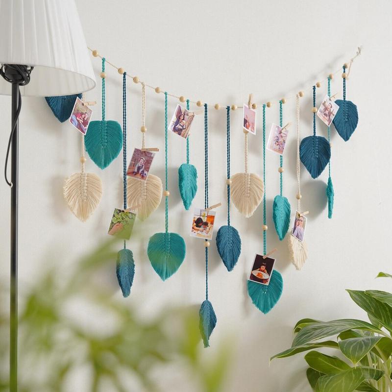 Boho Style Woven Rope Tassel Hanging Decor, Woven Leaf Shaped Wall Hanging, Room Decor, Birthday Gift Ideas, Summer Essentials, Wall Decor for Home Living Room Bedroom