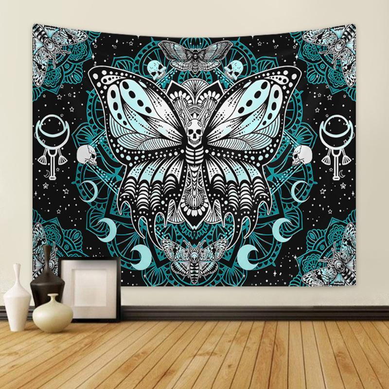 Bohemian Style Butterfly & Moon Print Tapestry, 1 Count Ramadan Decorations Wall Hanging Decor for Living Room Bedroom Office Decoration, Home Decor