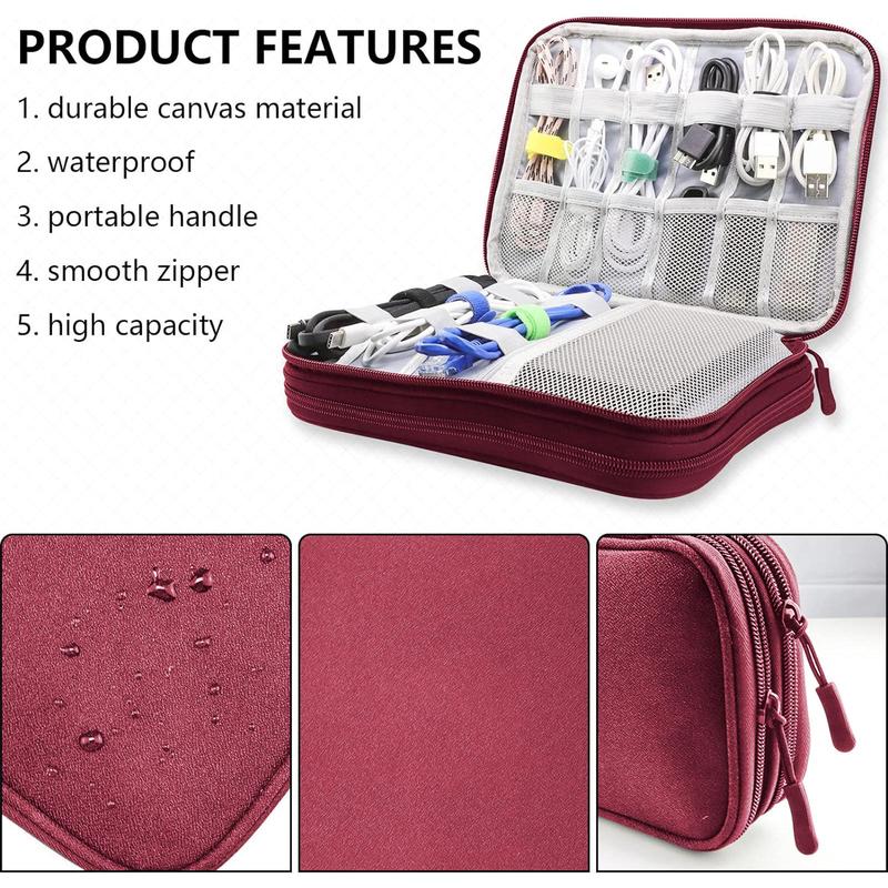 Portable Cable Storage Bag, Cable Organizer, Travel Cable Storage Bag,  Pouch Organizer, Electronic Accessories Storage Bag for Cable, Charger, Earphone, Hard Drive