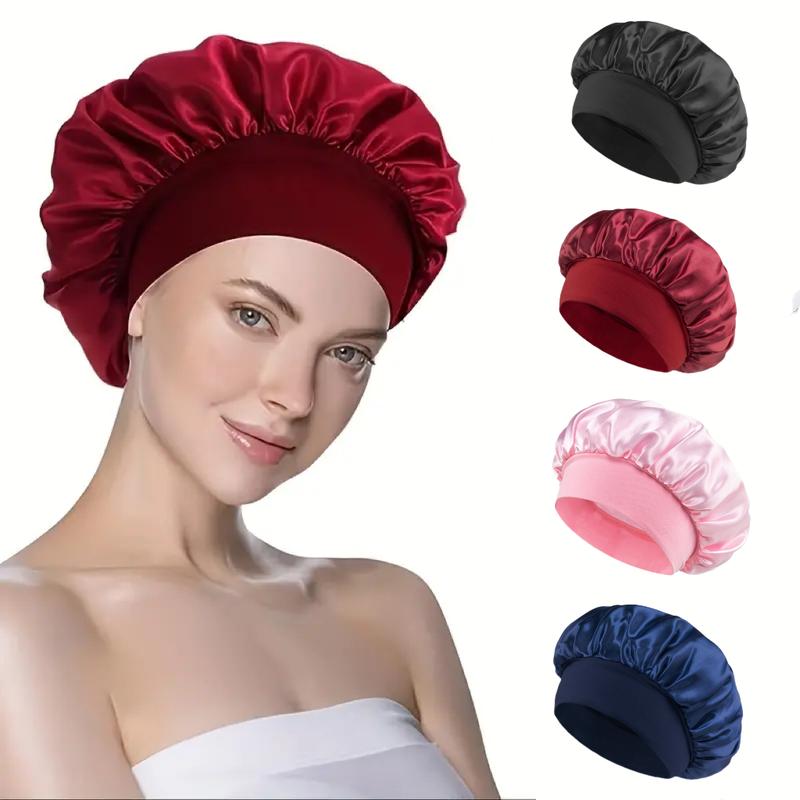 Luxury Satin Shower Cap with Adjustable Elastic Band - Waterproof, Soft Sleeping Hair Cap for Night Care, Conditions Hair and Makes Hair Shiny