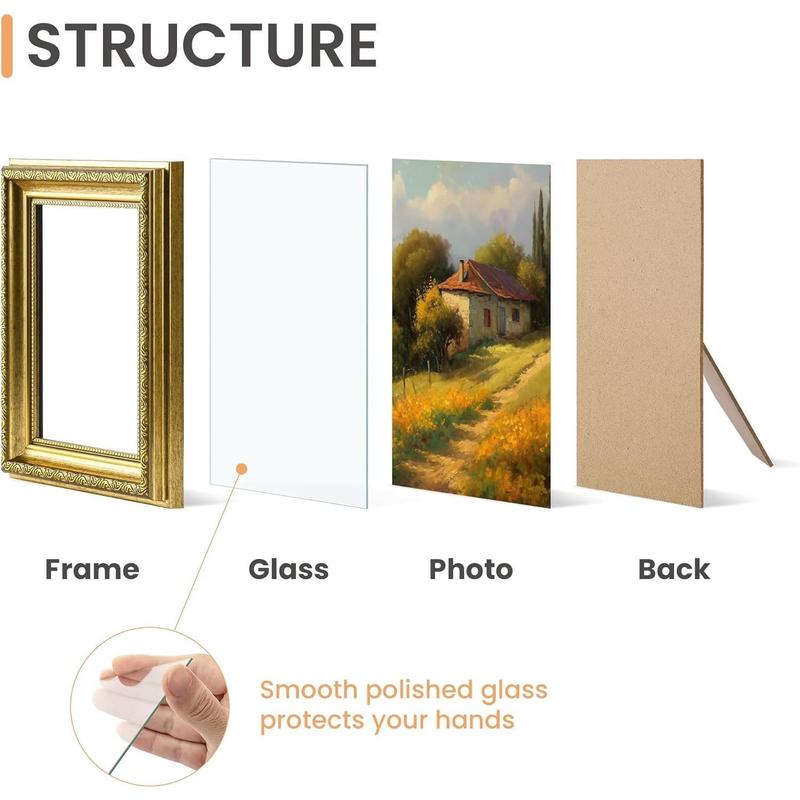 5x7 Picture Frame with Real Glass, 2 Pack Ornate Vintage Picture Frames for Wall or Tabletop Display, Gold 5 x 7 Photo Frame for Wall Décor