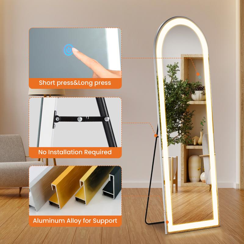 LED Lights Mirror with 3 Colors Lighting Adjustable, touch control Dimming 64