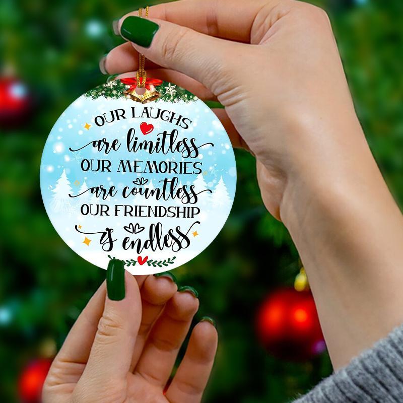 Letter Pattern Christmas Ornament, 1 Count Friendship Gifts for Friends Female Women, Friend Gifts for Women, Best Friend Ornaments for Christmas Tree Decorations