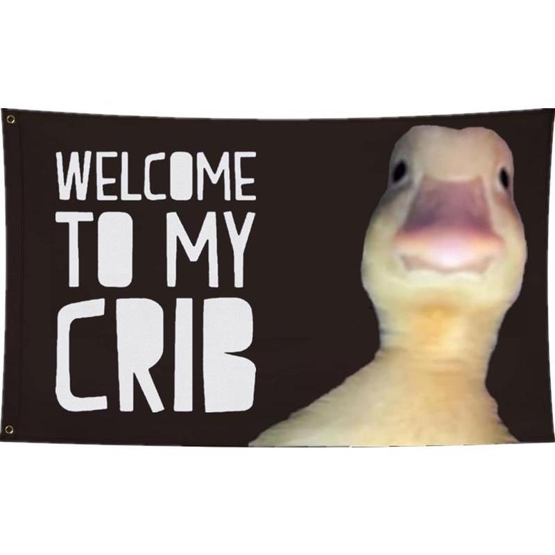 Welcome to My Crib Flag 3x5FT,Printed Polyester,Vibrant Colors, Flags with 2 Brass Grommets Banners