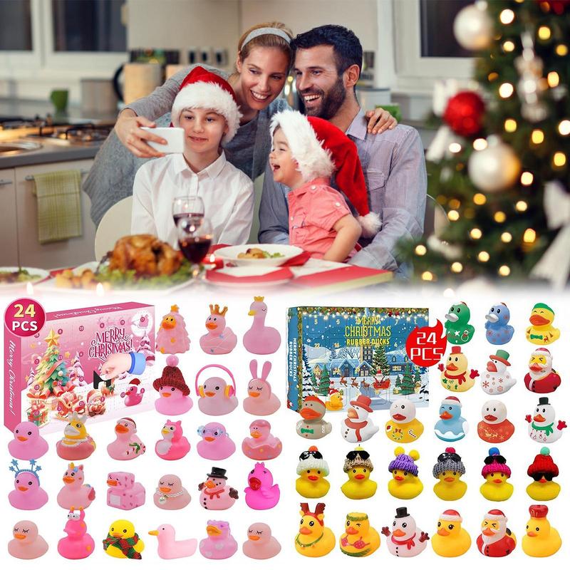 Christmas Duck Advent Calendar Box, 24pcs set Cute Duck Blind Box Set, 24 Days Countdown Calendar for Christmas, Party Gift