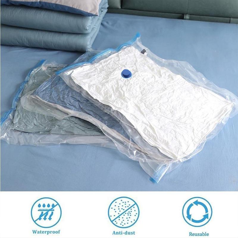 Vacuum Clothes Storage Bag, 4 Counts Clear Space Saver Bag, Vacuum Seal Bag, Compression Bag for Clothes, Quilts, Pillows