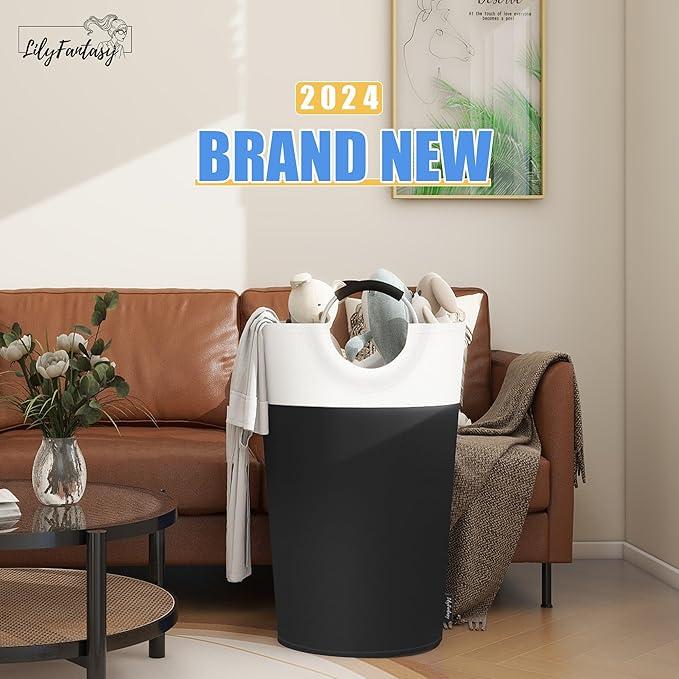 LilyFantasy 125L Foldable Laundry Hamper with Waterproof Liner, Padded Handles, Tall Laundry Basket, Collapsible Design for Easy Storage Organiser