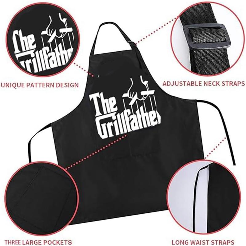 Funny Aprons For Men,Black Apron With Pockets Mens, For Kitchen Cooking, Bbq, Baking, Gifts For Husband, Dad