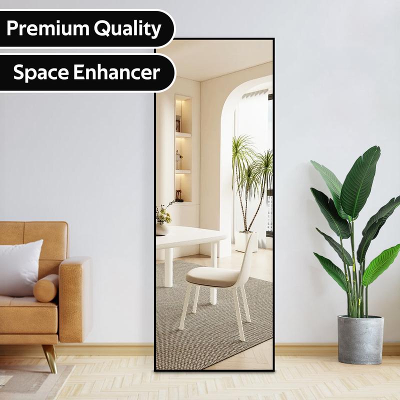 [Black Friday] Full Length Aluminum Frame Wall & Floor Mirror - Large Dressing Mirror for Living Room Bedroom Cloakroom, Black Decor