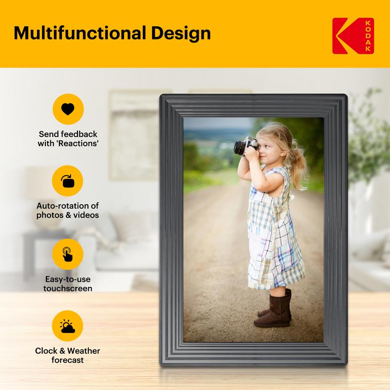 KODAK Christmas 2024 Ornament: Share special moments with the KODAK 10.1 Inch WiFi Digital Photo Frame! With an IPS touch screen, 32GB memory, and the ability to display photos, videos, and music, it's the perfect gift for family and friends!