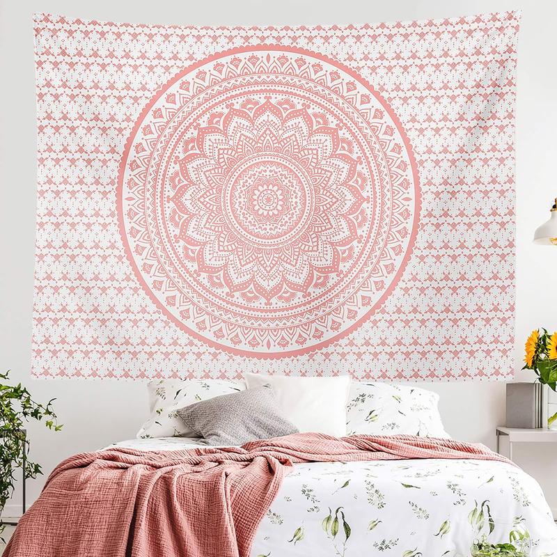 Pink Mandala Tapestry, Indian Hippie Bohemian Psychedelic Tapestries Women Wall Hanging for Bedroom Teen Girl(Pink, 51.2