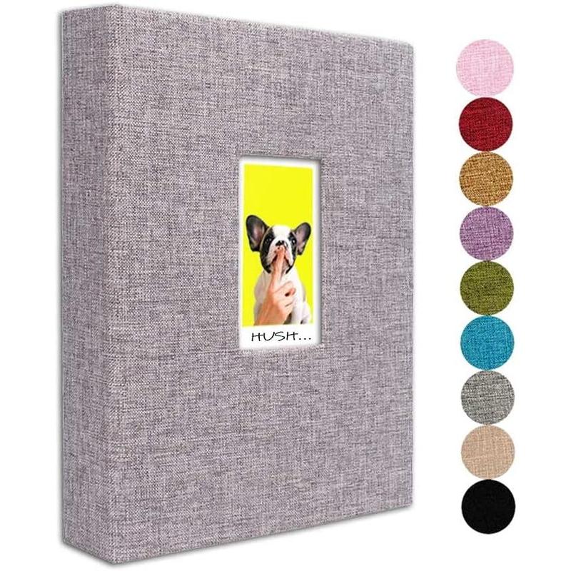 Mini Photo Album 208 Vertical Photos - Linen Cover, Front Window, Photo Album 2x3 Compatible with Fujifilm Instax Mini Film 7s 8 9 11, Polaroid 300, HP Sprocket, K-pop Photocards Decor