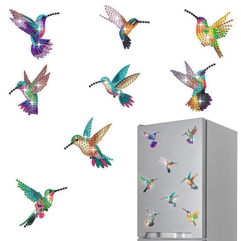 Dragonfly Pattern DIY Diamond Arts Colorful Painting Refrigerator Sticker(8 Counts set), DIY Painting Sticker, Decorative Sticker for Home & Office