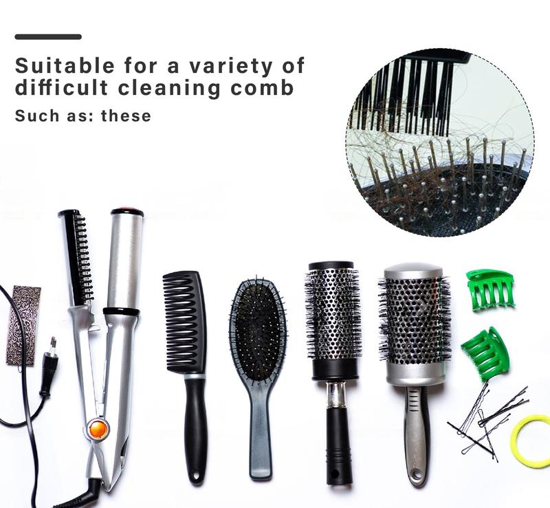 2 count Hair Brush Cleaner Rakes, Cleaning Tool Set for Removing Hair Dust, Lint, Debris from Hairbrush, Comb, Hot-Air Brush