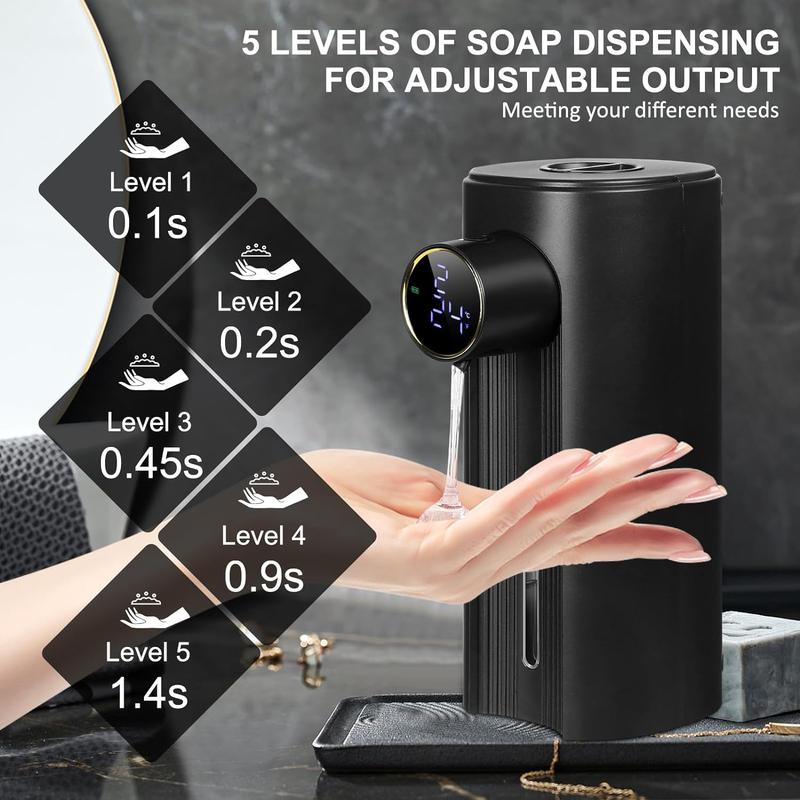 Automatic Soap Dispenser, 1 Count USB Rechargeable Touchless Auto Liquid Hand Dish Soap Dispenser, Electric Hands Free Soap Dispenser for Bathroom Kitchen Dormitory Hotel Dining Room